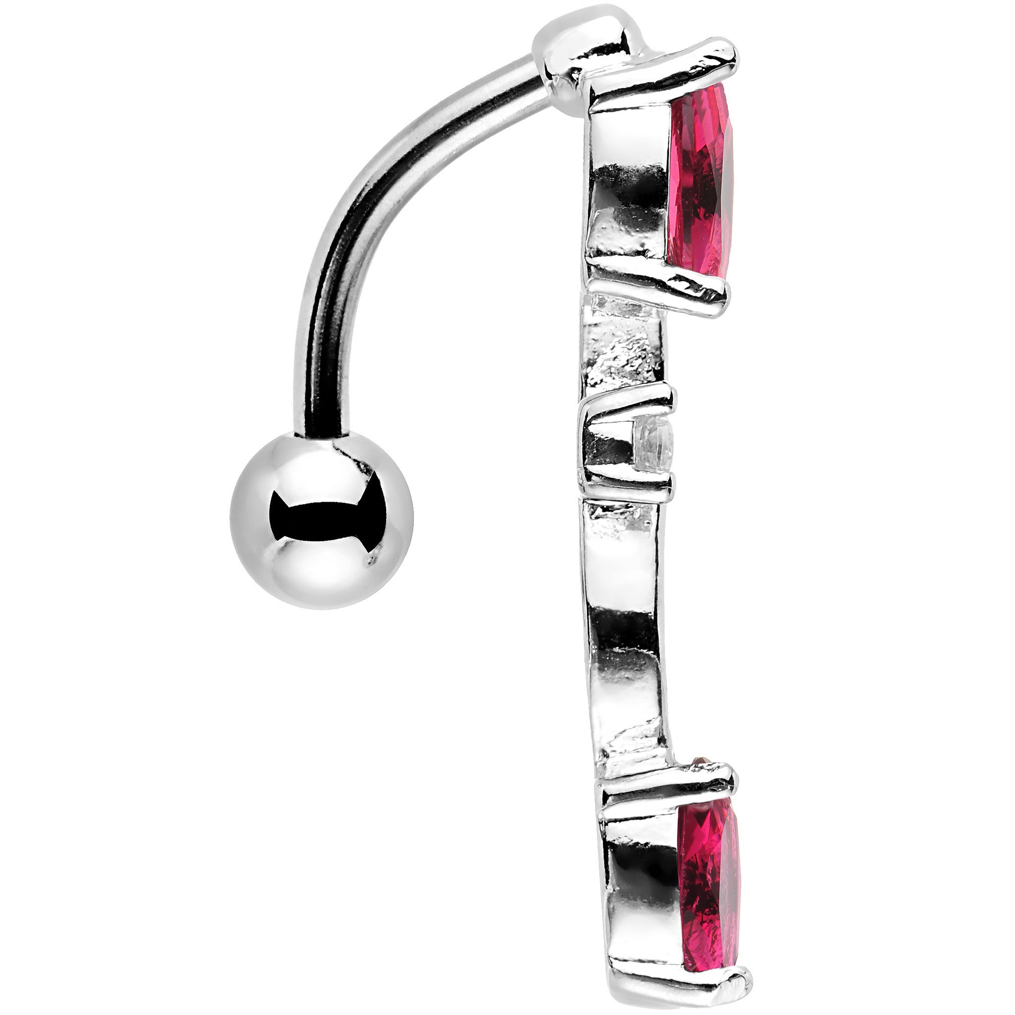 Pink Gem Double Drop Top Mount Dangle Belly Ring