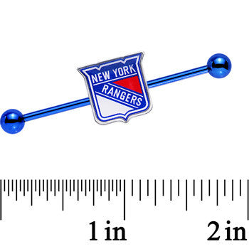 Licensed Blue Anodized NHL New York Rangers Industrial Barbell 38mm