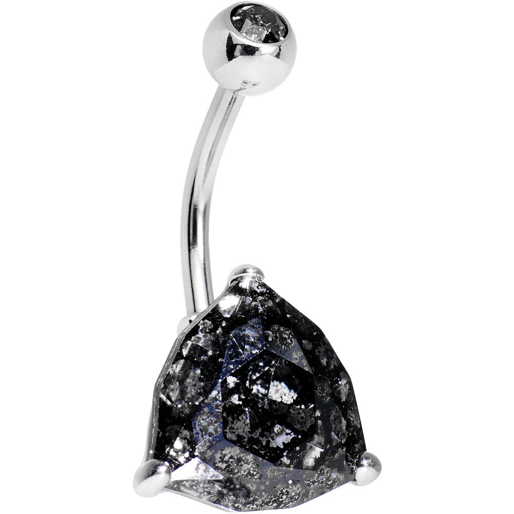 Black 12mm Triangle Belly Ring Created with Crystal