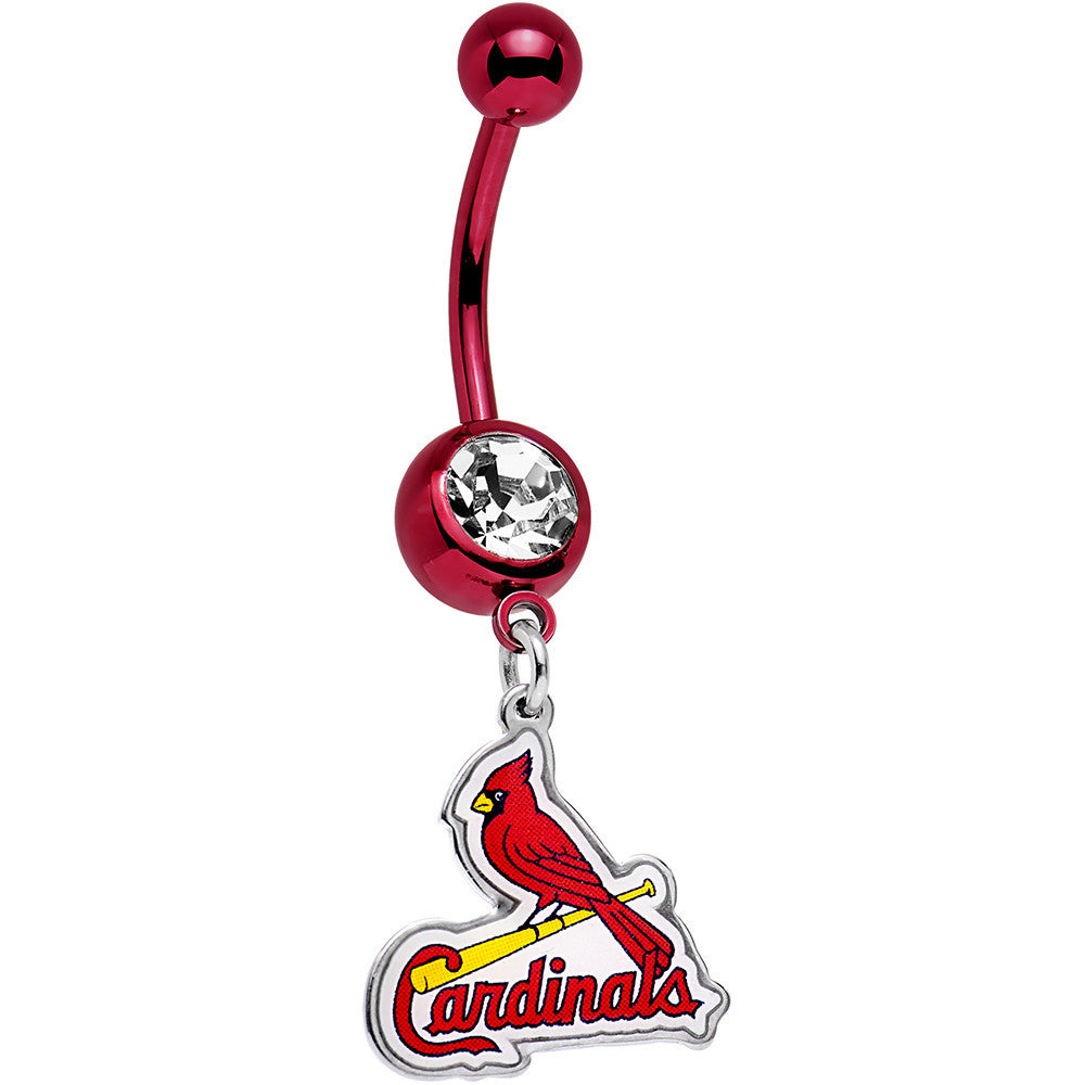St Louis Cardinals Crystal Heart Earrings Pierced