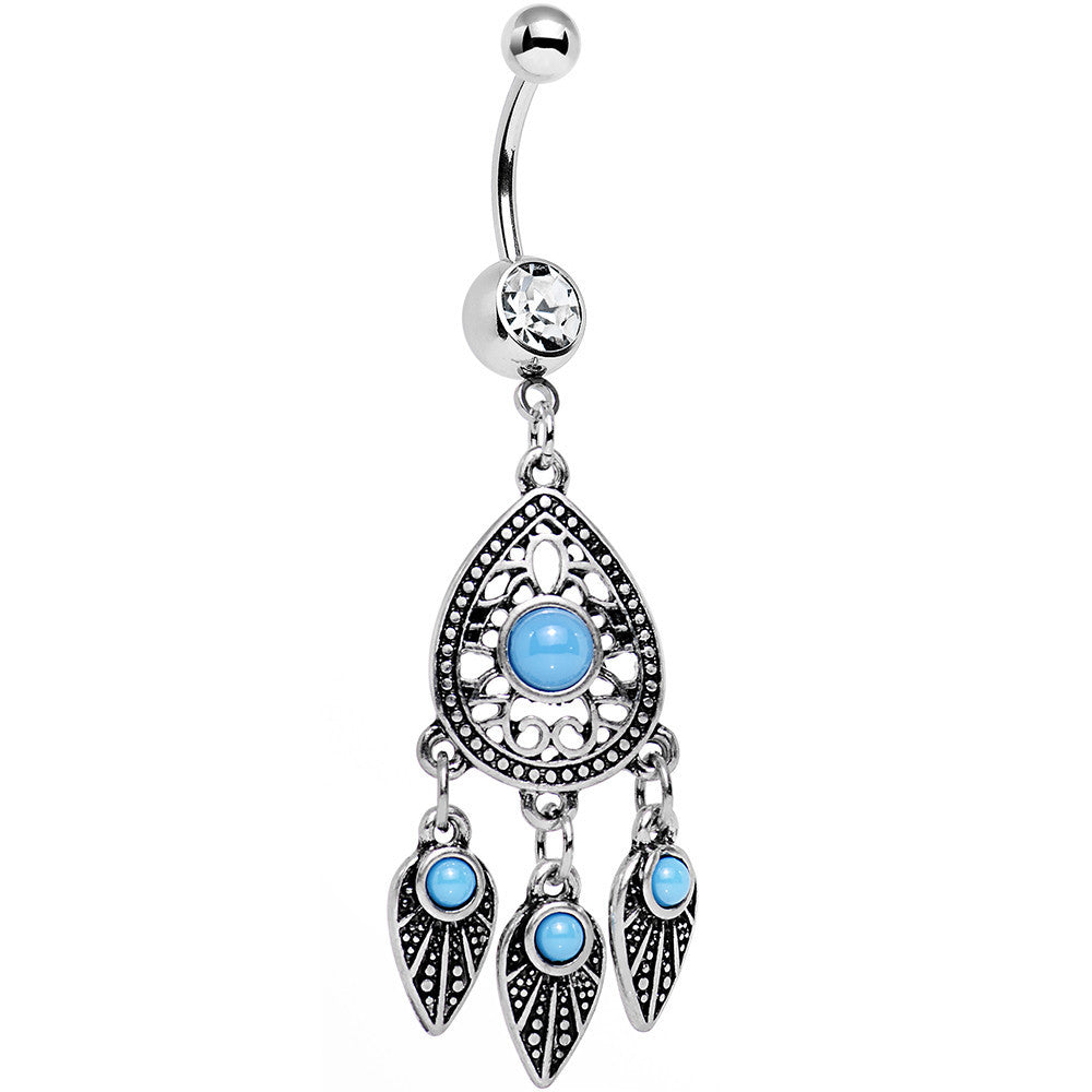 Clear Gem Faux Turquoise Dreamcatcher Chandelier Belly Ring