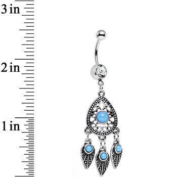 Clear Gem Faux Turquoise Dreamcatcher Chandelier Belly Ring