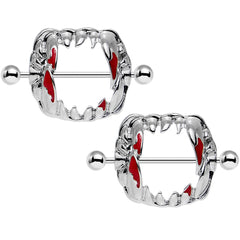 Vicious Vampire Fang Nipple Shield Ring (Large)-Steel 