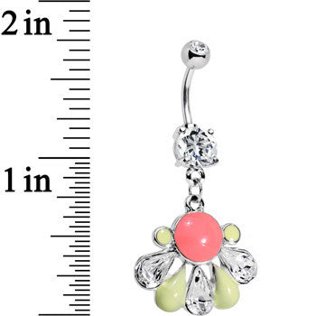 Clear Gem Spring Deco Dangle Belly Ring Created with Crystal