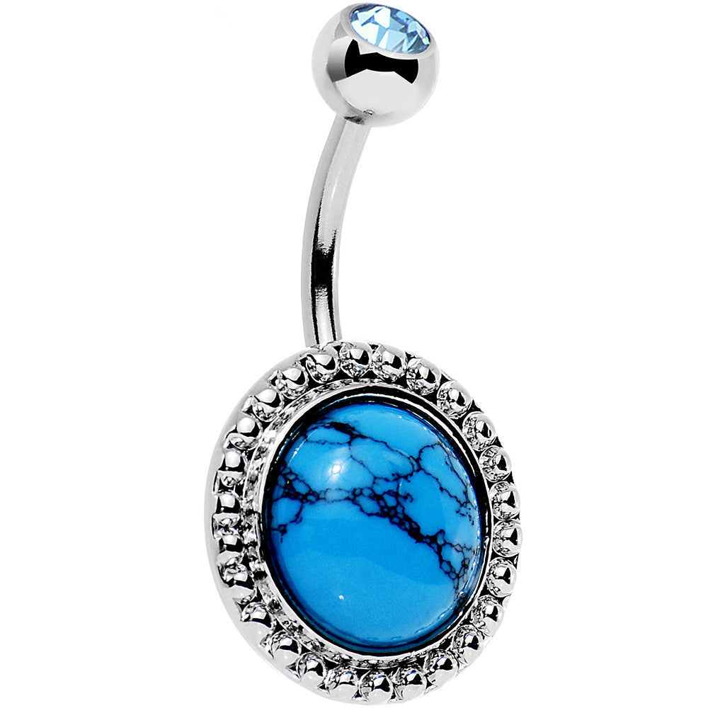 Light Blue Gem Faux Turquoise Western Waterway Belly Ring