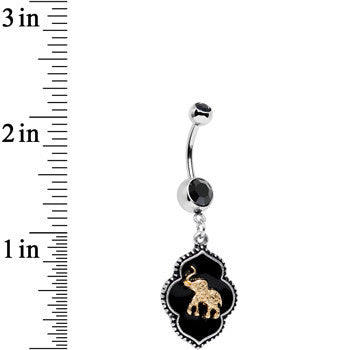 Black Gem Black Disc Back To Bali Elephant Dangle Belly Ring