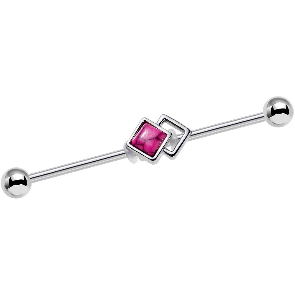 14 Gauge Pink Faux Turquoise Art Deco Industrial Barbell 38mm