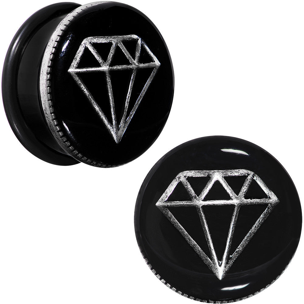 25mm Black PVD Show Me Shapes Rhombus Single Flare Plug Set