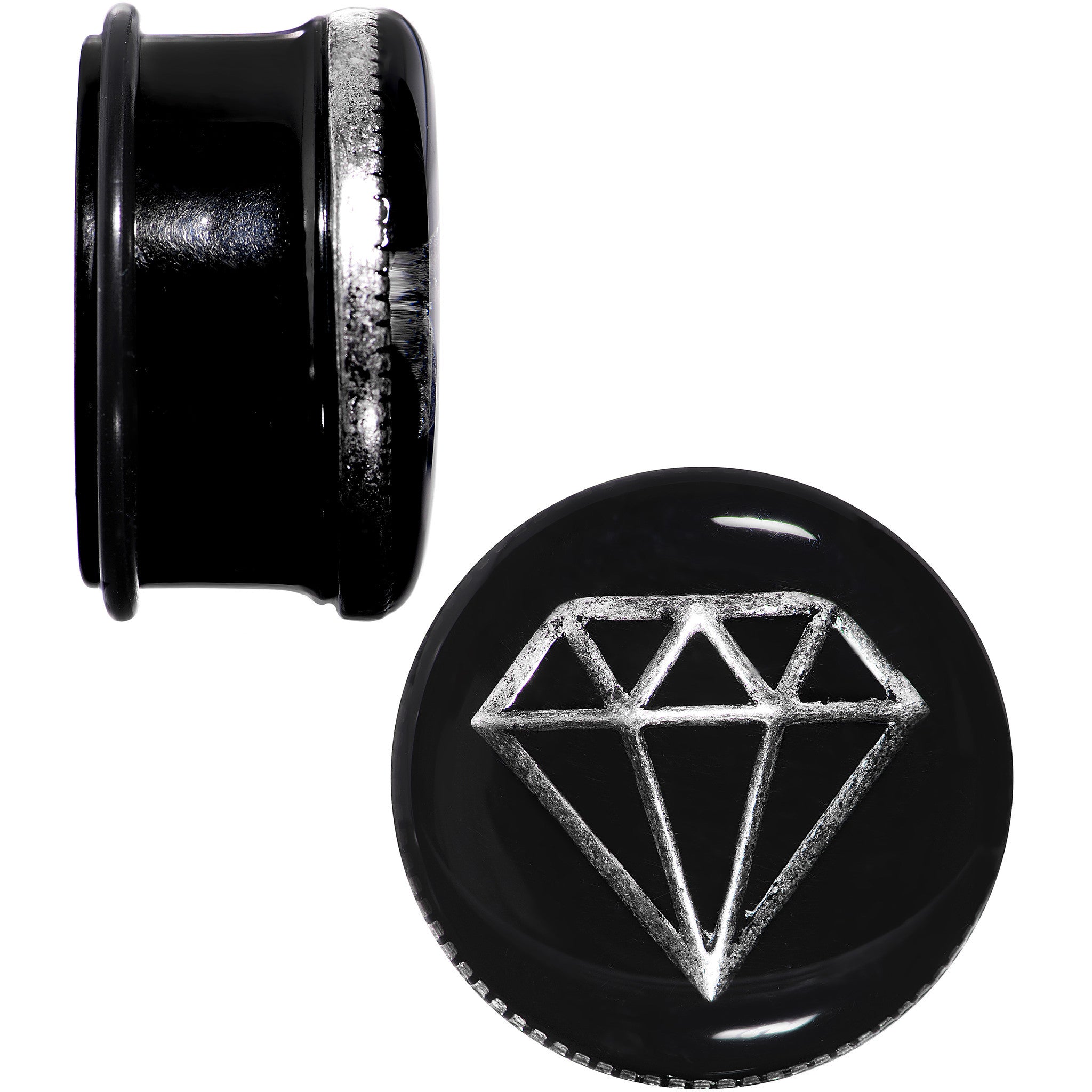 25mm Black PVD Show Me Shapes Rhombus Single Flare Plug Set