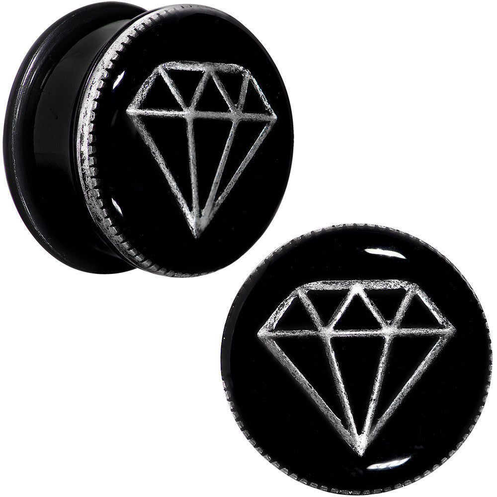 7/8 Black PVD Show Me Shapes Rhombus Single Flare Plug Set