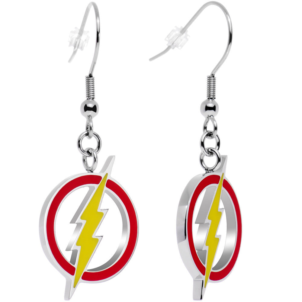 Officially Licensed DC Comics The Flash Steel Dangle Earrings