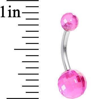 Pink Acrylic Big Bottom Disco Ball Basic Belly Ring