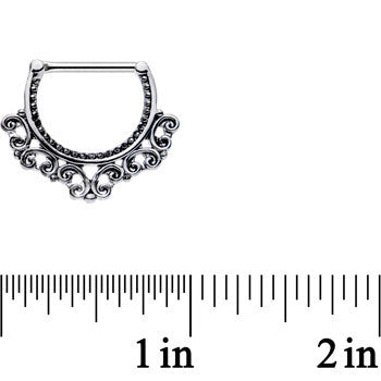 14 Gauge 1/2 Steel Tribal Heart Filigree Nipple Clicker Set