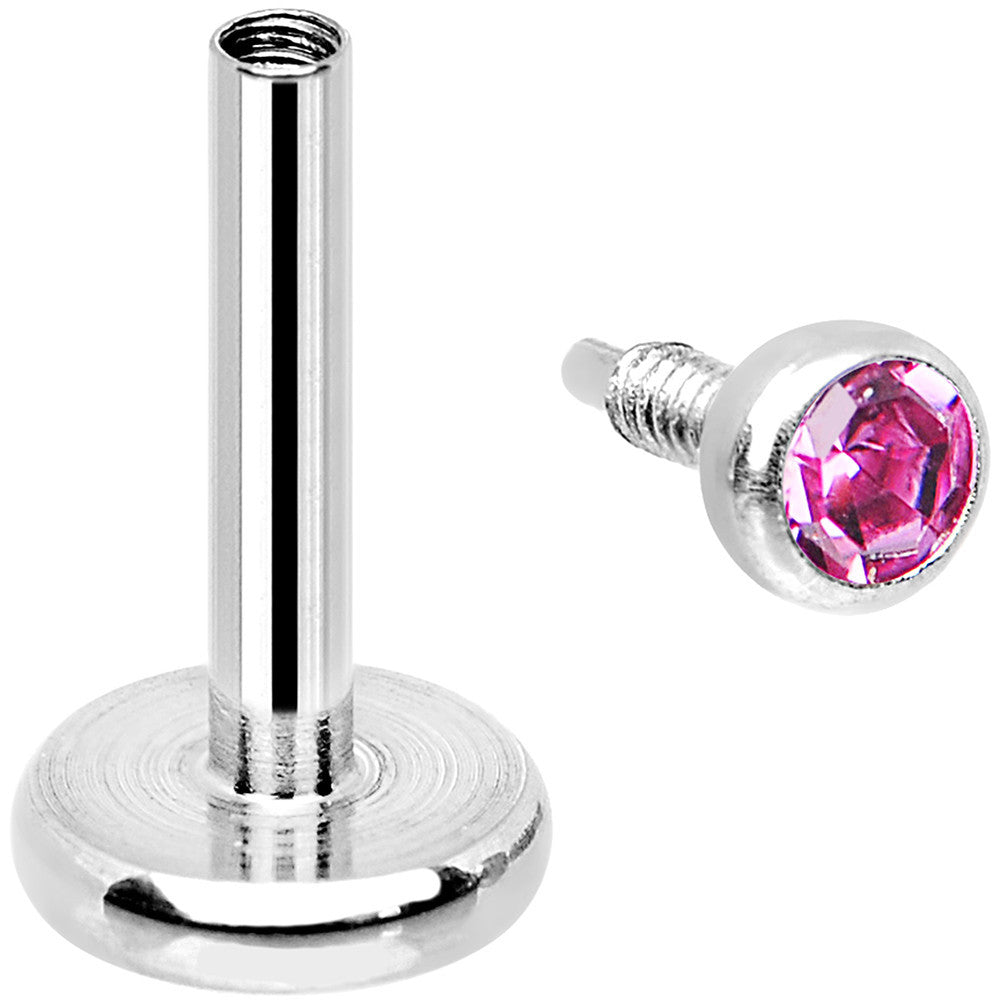 18 Gauge 1/4 Pink 2mm CZ Gem Internally Threaded Cartilage Earring