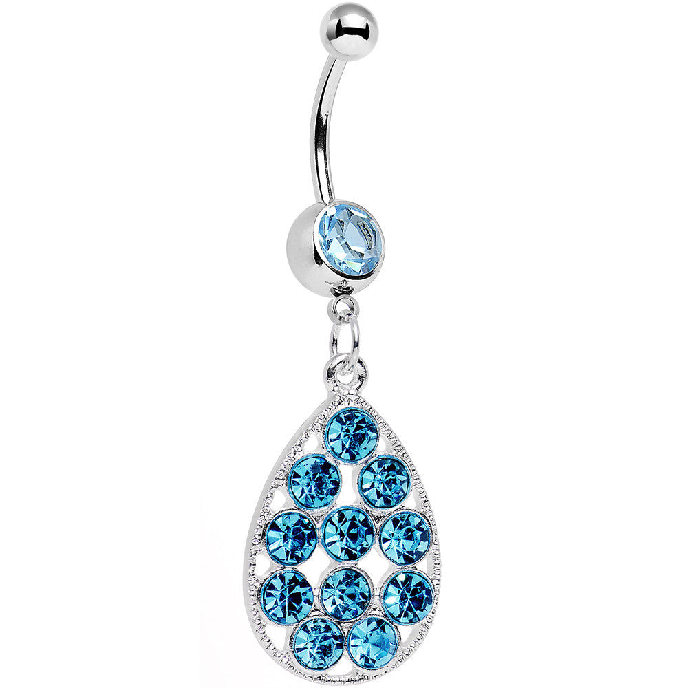 Aqua Gem Steel Dingy Drop Dangle Belly Ring