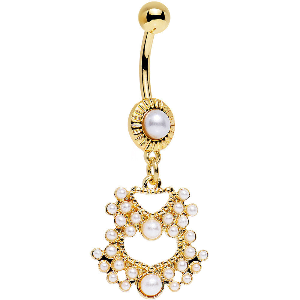 White Gem Gold PVD Fancy Daylight Delilah Dangle Belly Ring