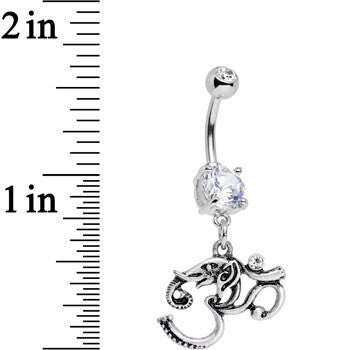 Clear Gem Om My Favorite Lucky Elephant Dangle Belly Ring