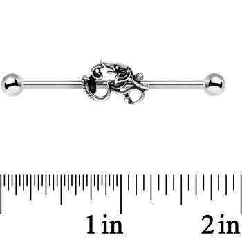 14 Gauge Clear Gem Steel Aesthetic Elephant Industrial Barbell 38mm