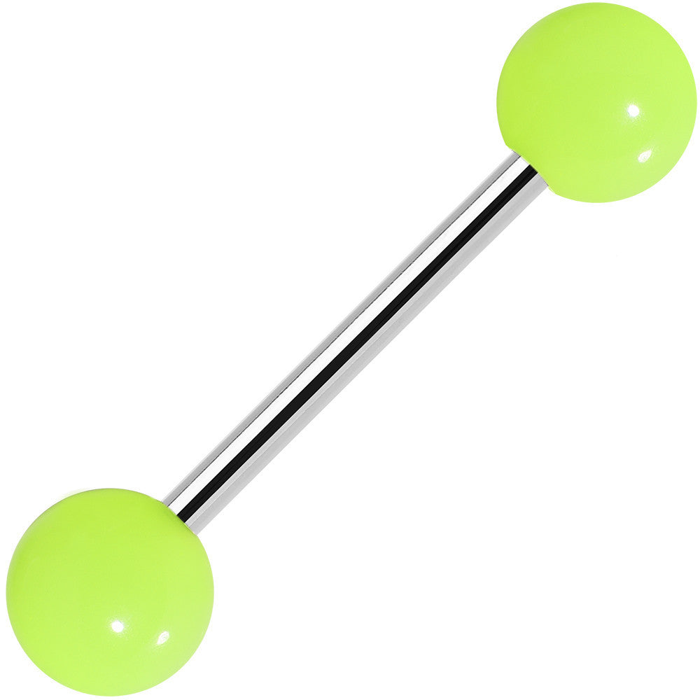 Bright Green Grade 23 Solid Titanium Acrylic Barbell Tongue Ring