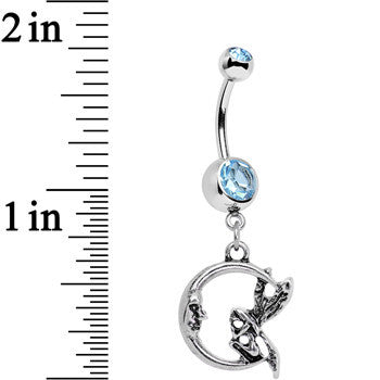 Aqua Gem Fairly Fairy Moon Dangle Belly Ring