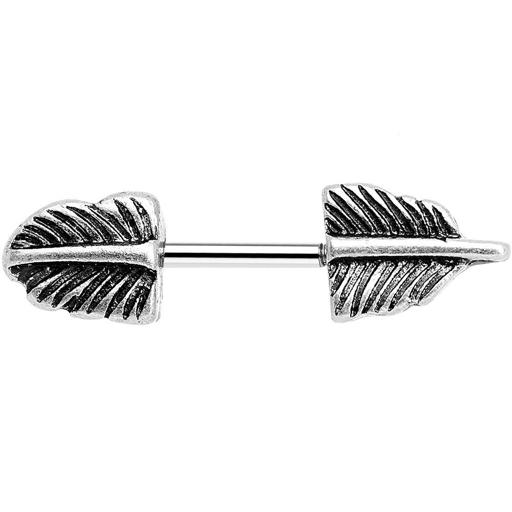 16 Gauge 1/4 Steel Peek-a-Boo Feather Barbell Cartilage Earring