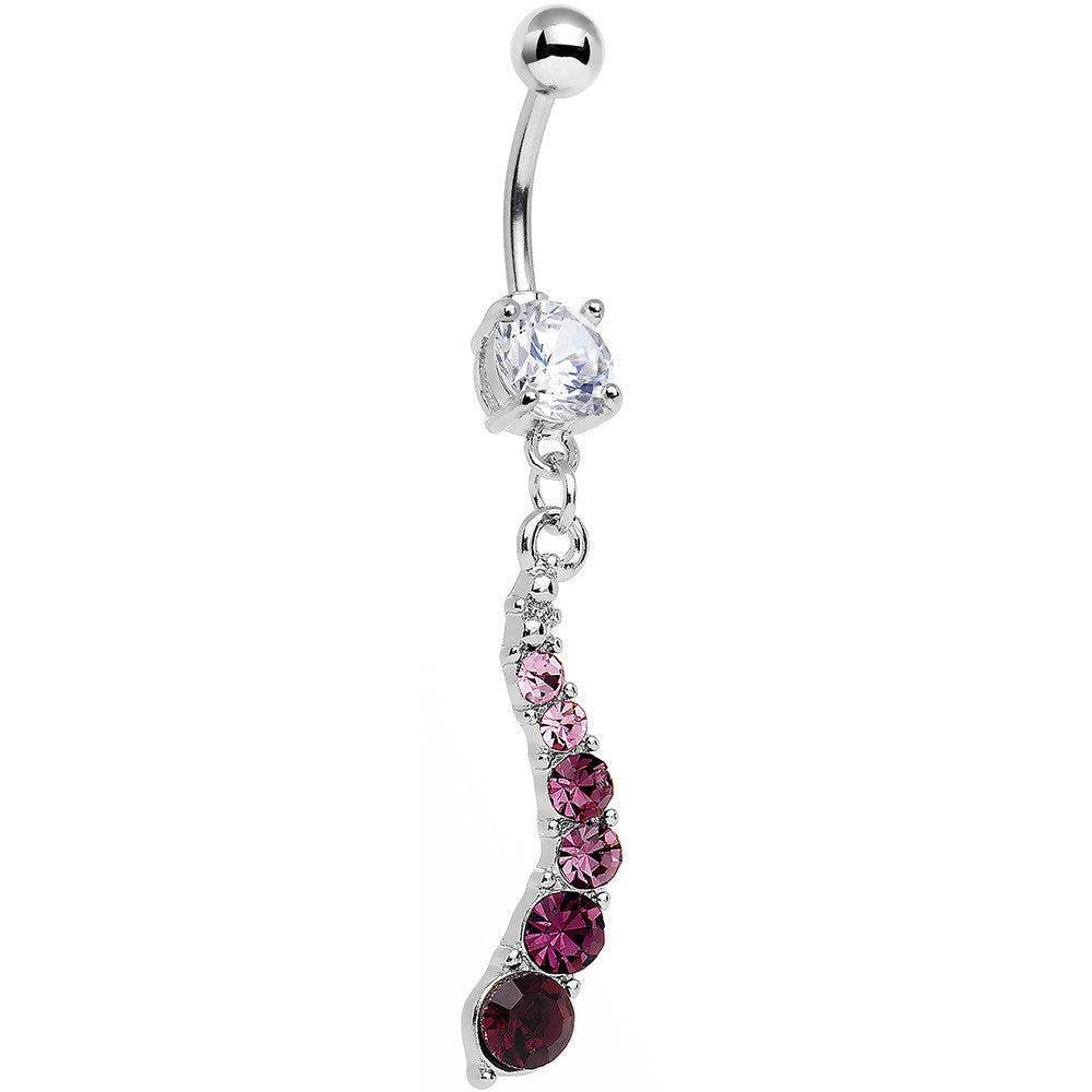 Clear Pink Purple Gem Fading Darkness Dangle Belly Ring