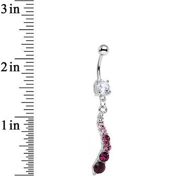 Clear Pink Purple Gem Fading Darkness Dangle Belly Ring