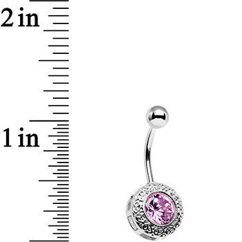 Pink Gem Cute as a Button Lattice Frame Belly Ring