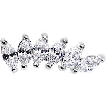 18 Gauge 1/4 Clear Cubic Zirconia Elegant Crown Cartilage Earring