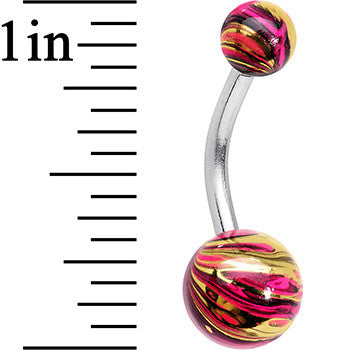 Red and Gold Swirl Ball Ends Super Simple Belly Ring