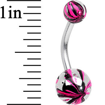 Pink and Black Swirl Stainless Steel Super Simple Belly Ring