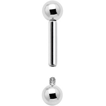 16 Gauge 1/4 Grade 23 Titanium 3mm Ball Internally Threaded Barbell