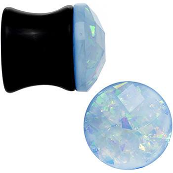 Aqua Black Acrylic Blow Your Mind Saddle Plug Set 2 Gauge to 00 Gauge