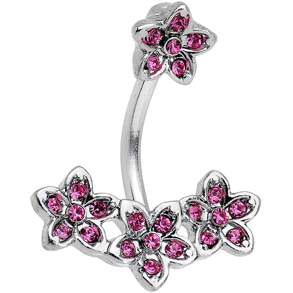 Pink Gem Field of Flowers Double Mount Belly Ring