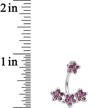 Pink Gem Field of Flowers Double Mount Belly Ring