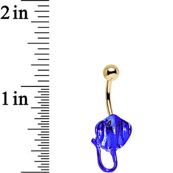 Gold PVD Royal Blue Seaworthy Stingray Belly Ring