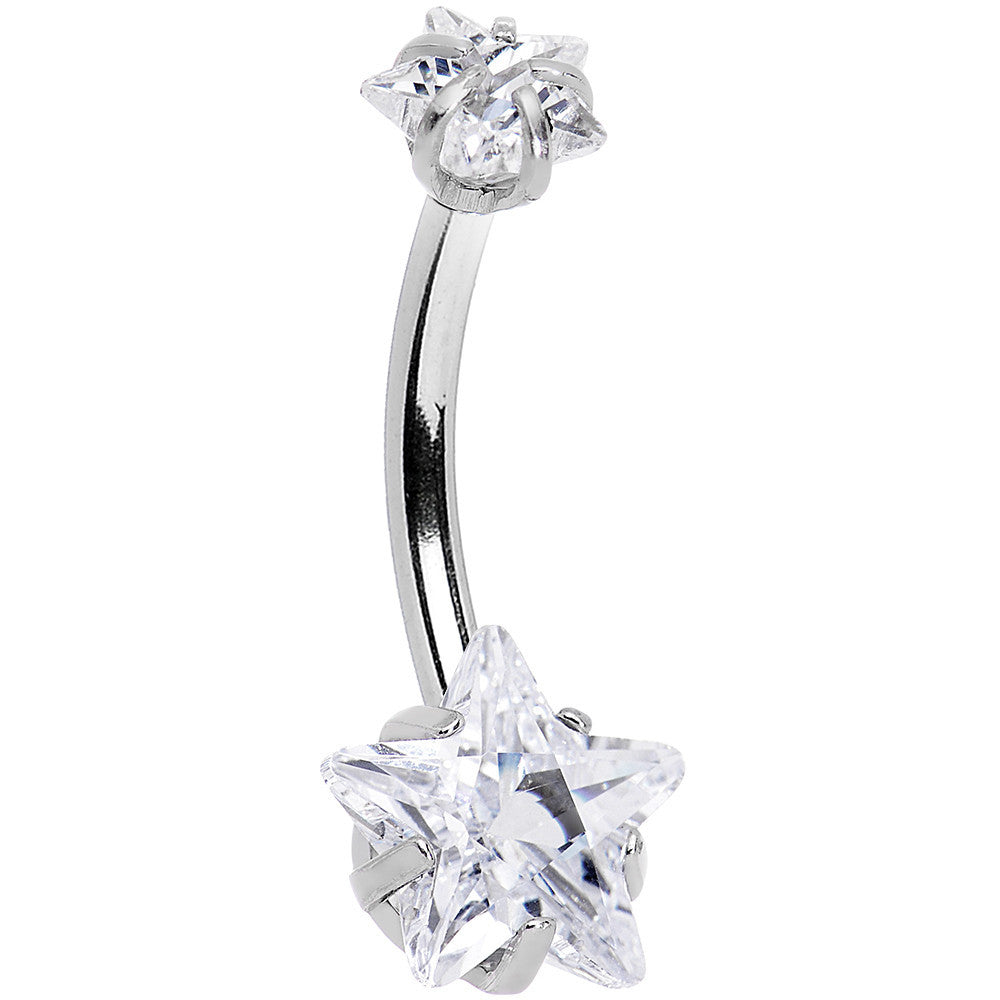 Clear Gem Dynamic Duo Super Star Internally Threaded Belly Ring