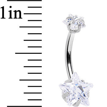 Clear Gem Dynamic Duo Super Star Internally Threaded Belly Ring