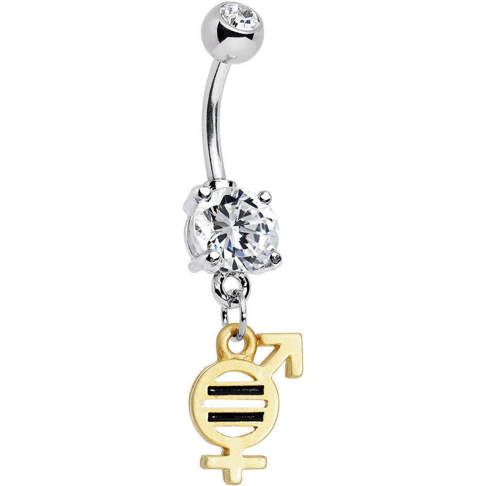 Clear Gem Coexist Gender Equality Dangle Belly Ring