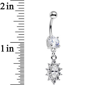 Clear Gem Decadent Detail Drop Dangle Belly Ring