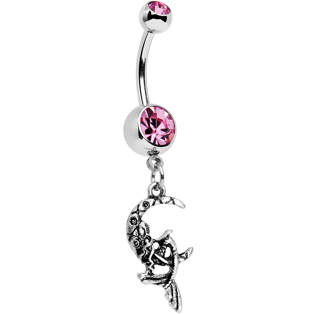 Pink Gem Moon and Ms Mermaid Dangle Belly Ring