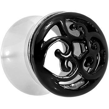 1/2 Steel Black Filigree Duet Heart Saddle Plug Set