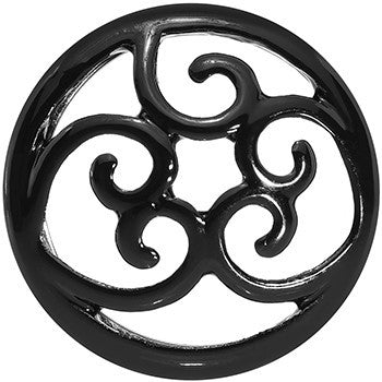 18mm Steel Black Filigree Duet Heart Saddle Plug Set