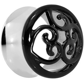 18mm Steel Black Filigree Duet Heart Saddle Plug Set