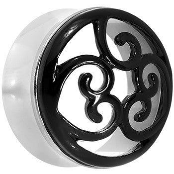 24mm Steel Black Filigree Duet Heart Saddle Plug Set