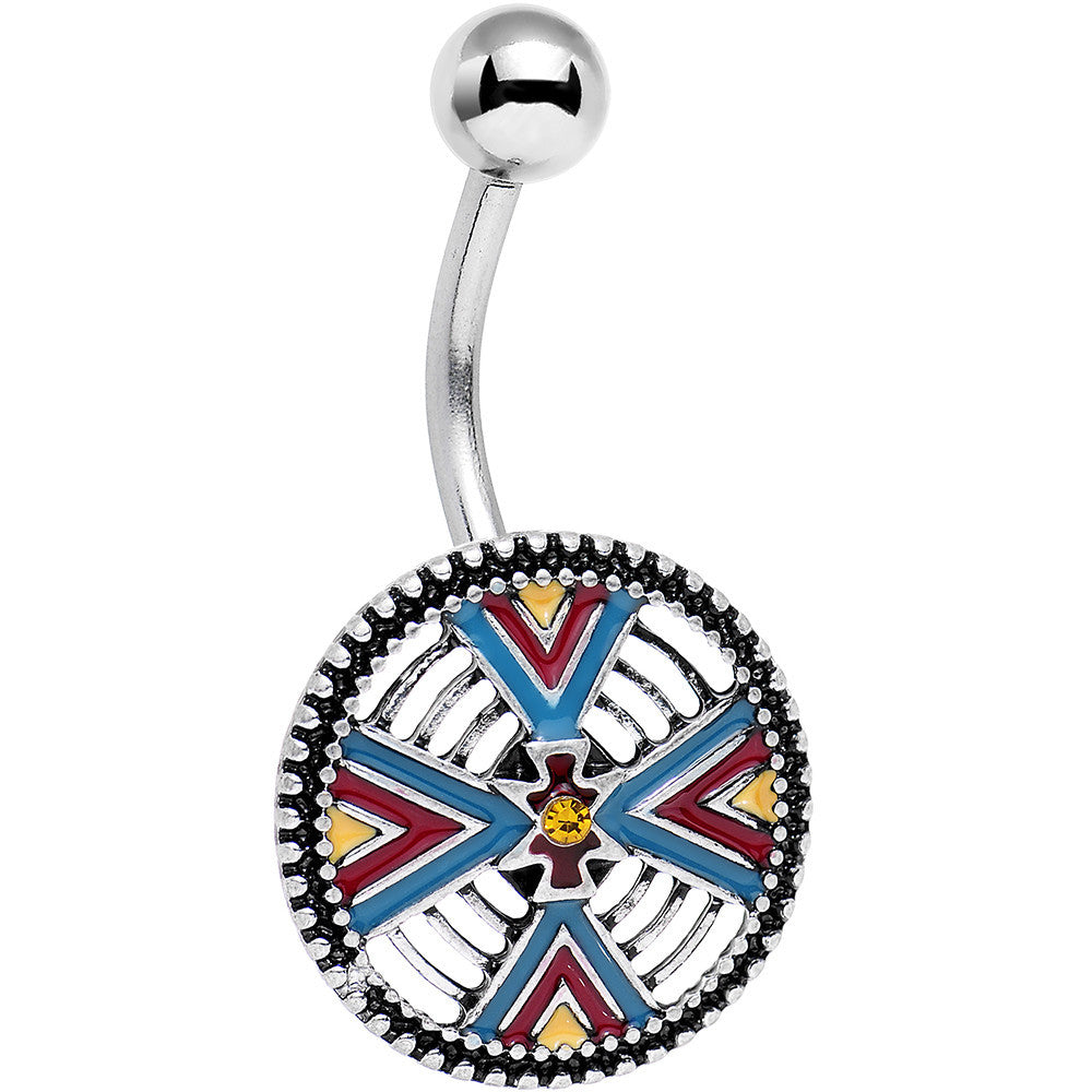 Red Blue Yellow Southwestern Powerful Medallion Belly Ring