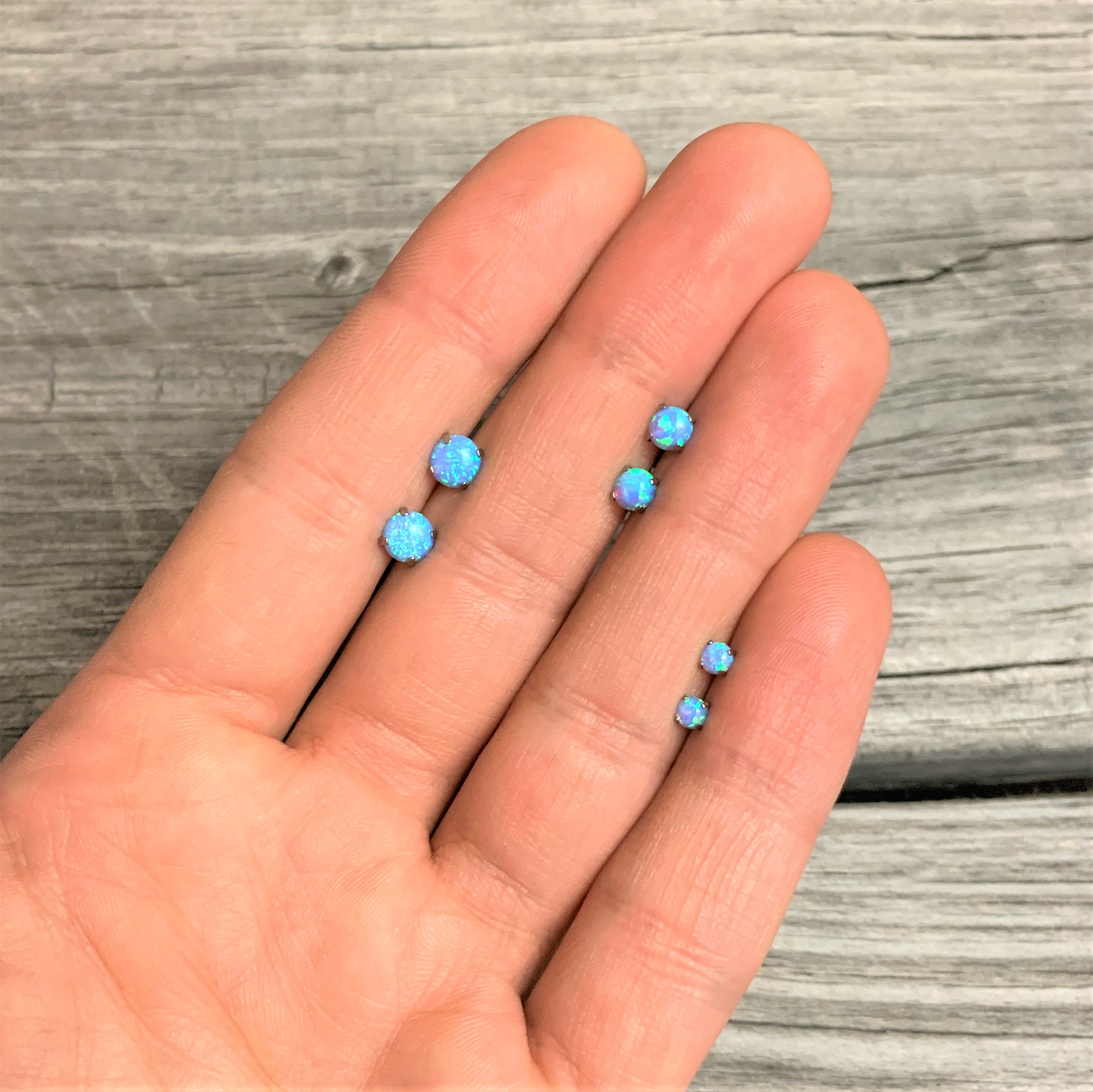 8mm Aqua discount Opal Stud Earrings