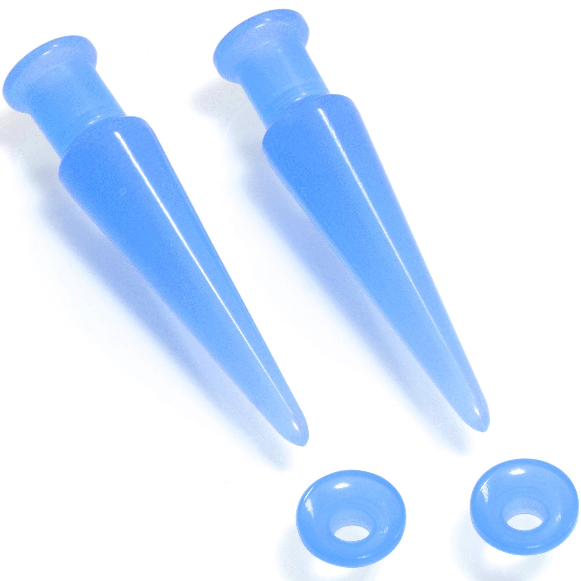 2 in 1 Blue Glow in Dark Interchangeable Screw Fit Plug and Taper Set