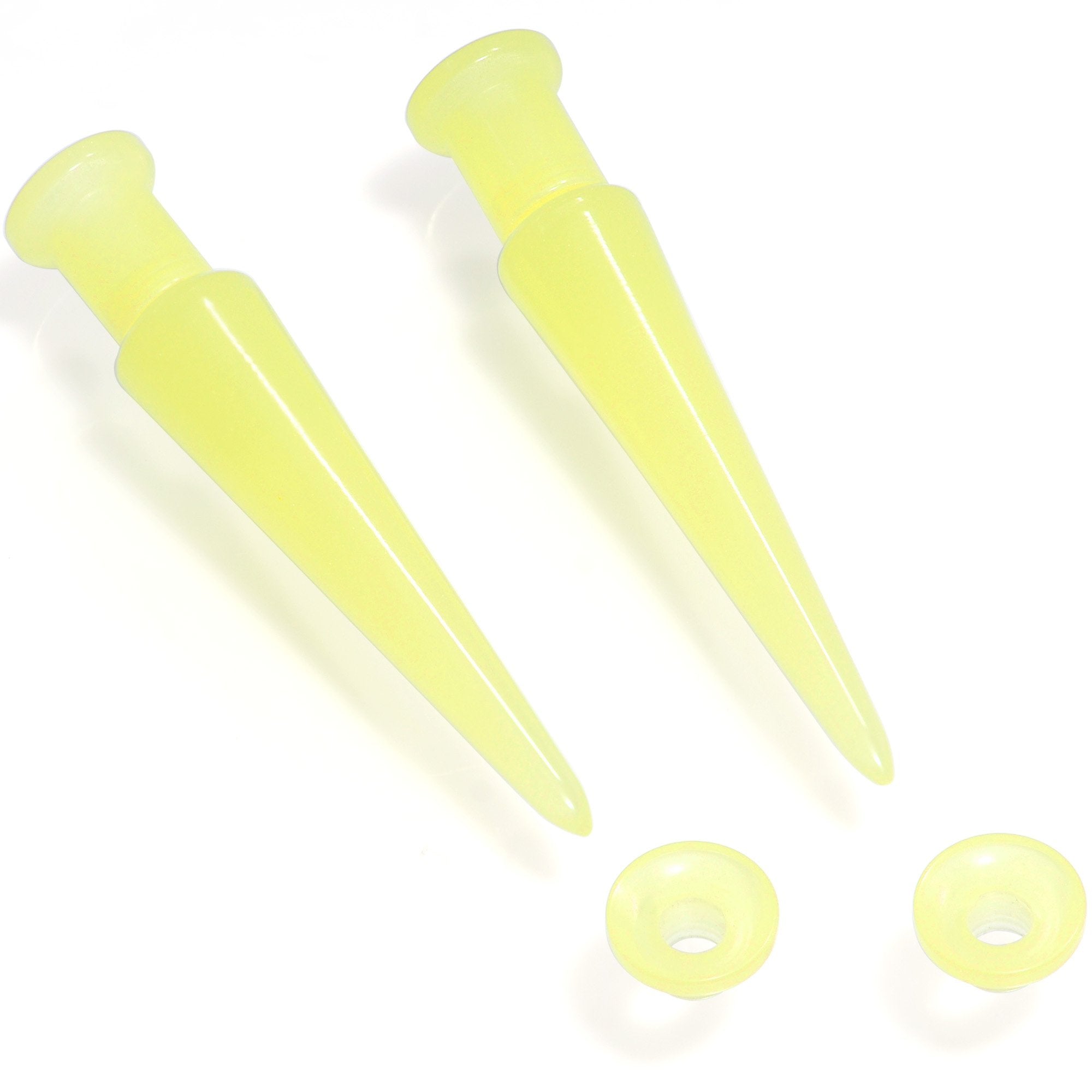 2 in 1 Yellow Glow in Dark Interchangeable Screw Fit Plug and Taper Set