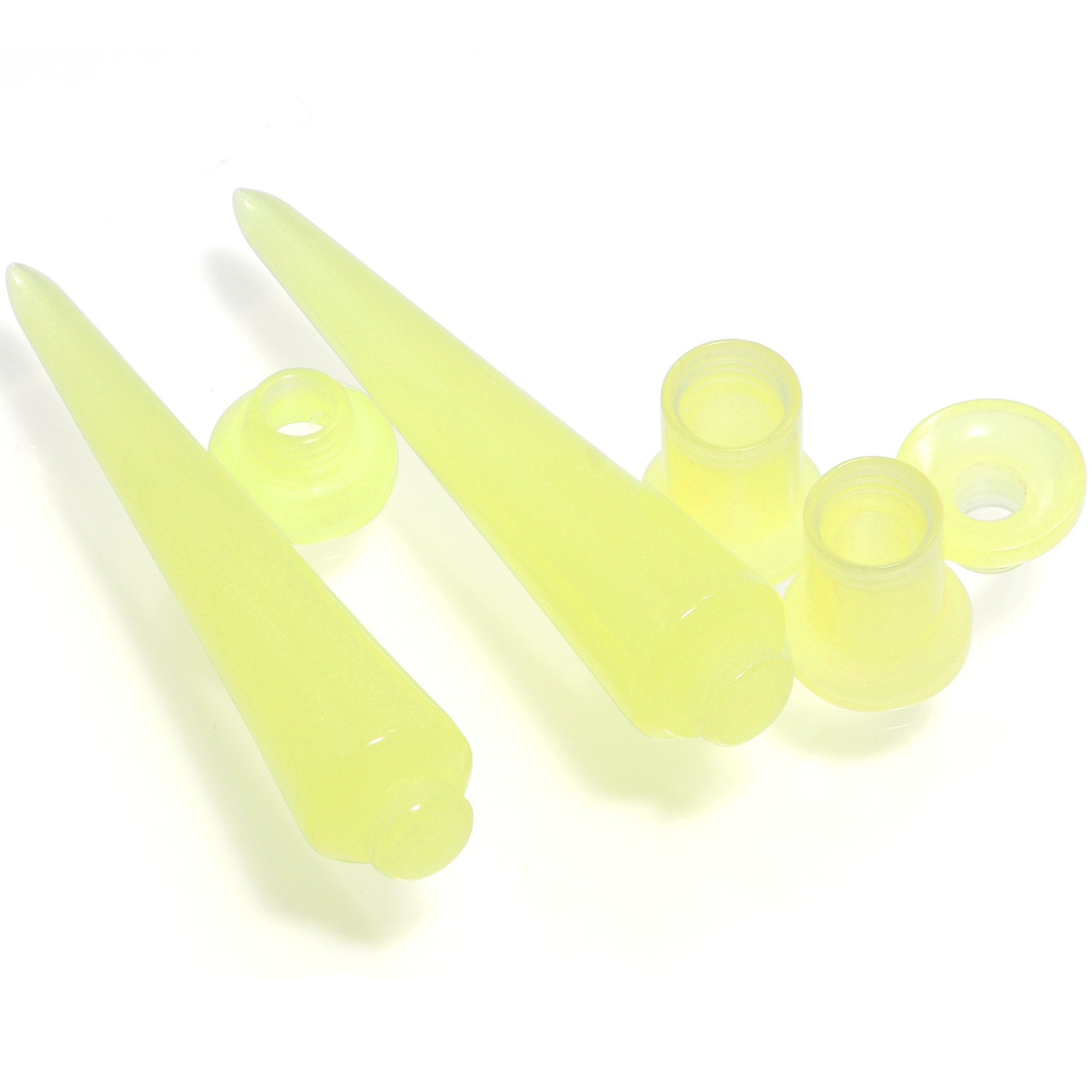 2 in 1 Yellow Glow in Dark Interchangeable Screw Fit Plug and Taper Set